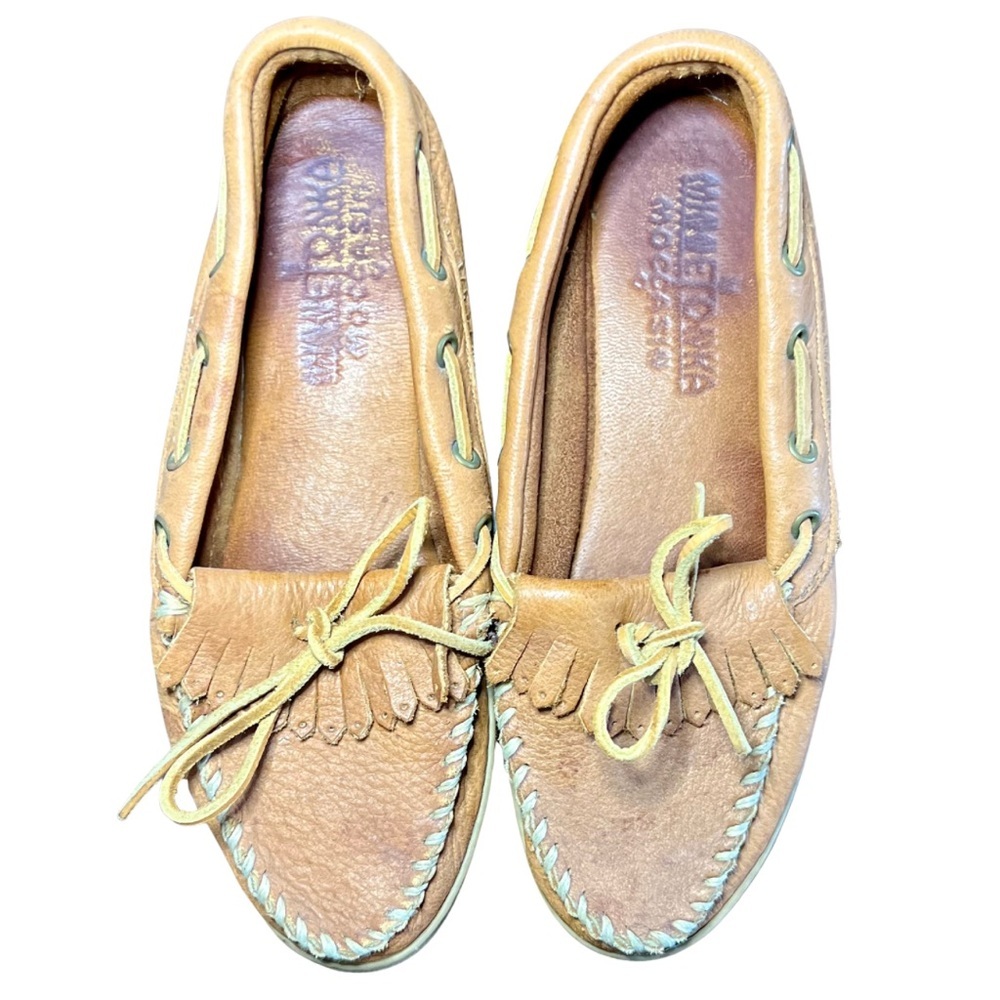 Minnetonka Leather Moccasin Loafers | Tan | Made in USA | Size 8